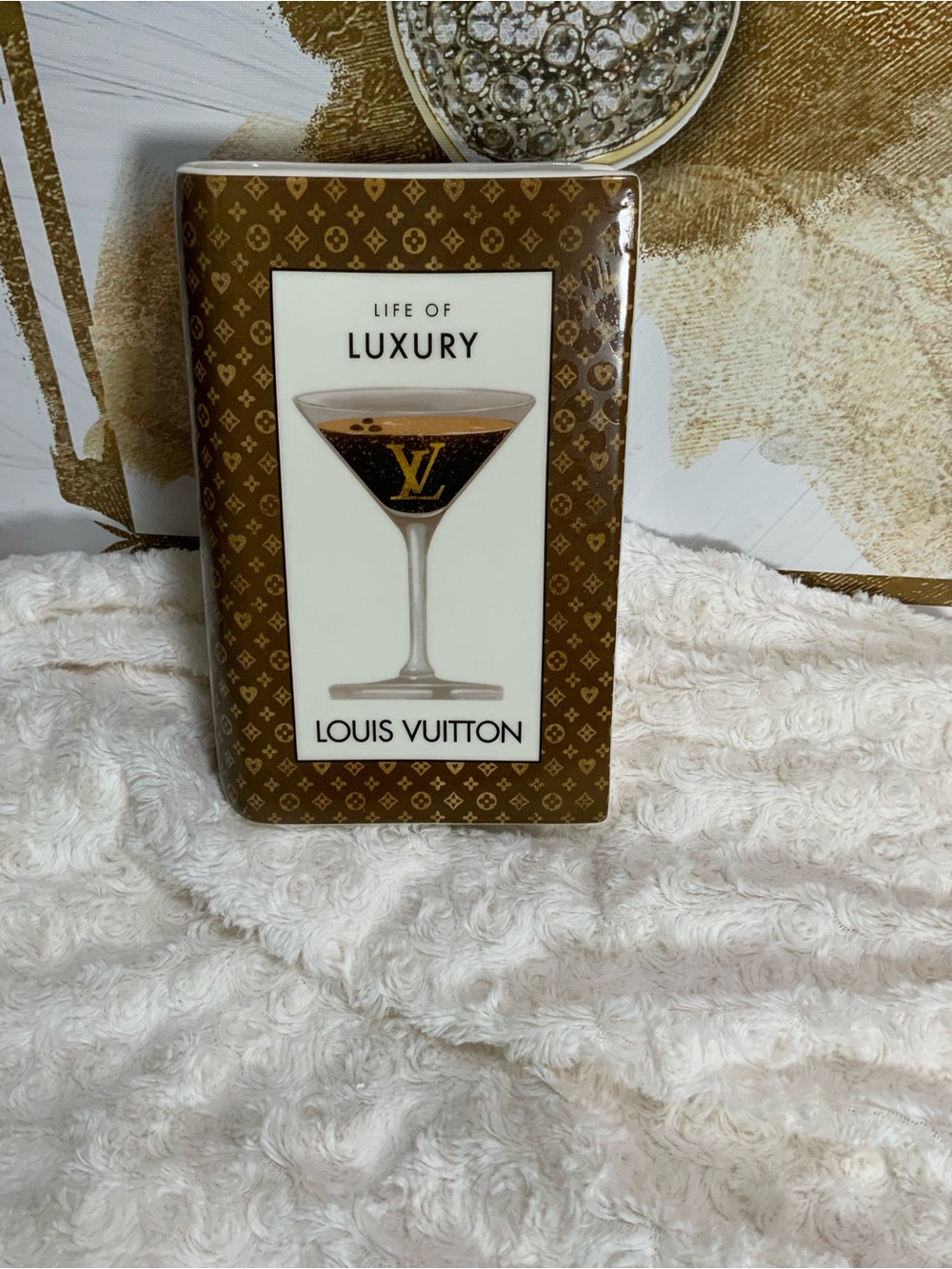 Louis Vuitton Brown 'Life of Luxury' Decorative Vase